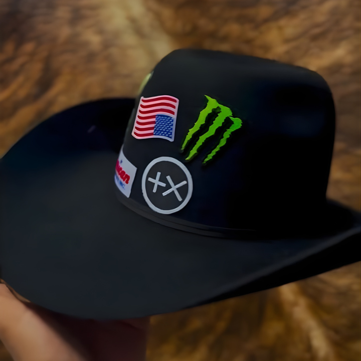 Chapeu 3 Pralana preto + Adesivos