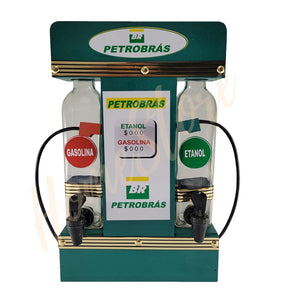 Pingometro Posto de Combustível Colorido para Cachaça em Madeira com 1 Copo para Área de Churrasco