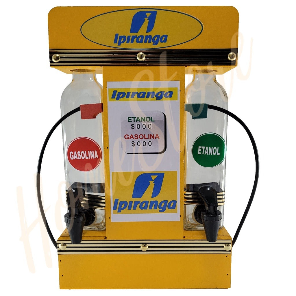 Pingometro Posto de Combustível Colorido para Cachaça em Madeira com 1 Copo para Área de Churrasco