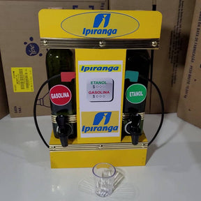 Pingometro Posto de Combustível Colorido para Cachaça em Madeira com 1 Copo para Área de Churrasco