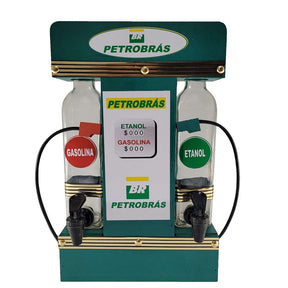 Pingometro Posto de Combustível Colorido para Cachaça em Madeira com 1 Copo para Área de Churrasco